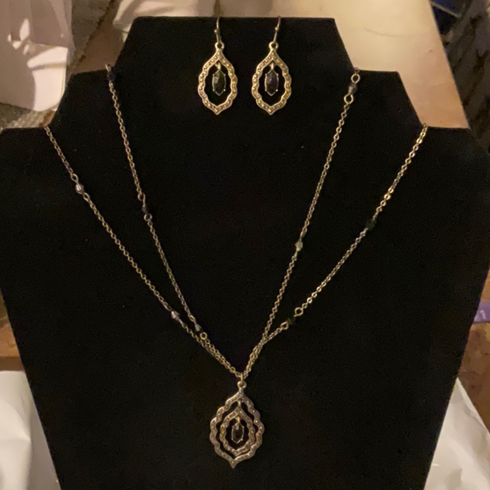 Brass Necklace with earrings